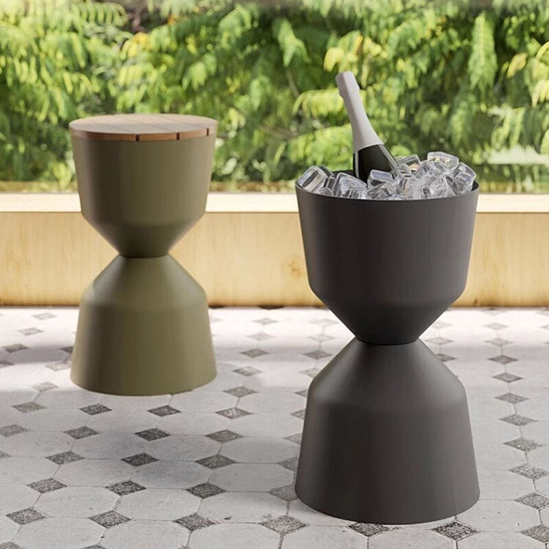 户外圆桌咖啡馆餐桌椅阳台角几边几创意植物架室内外庭院茶几简约