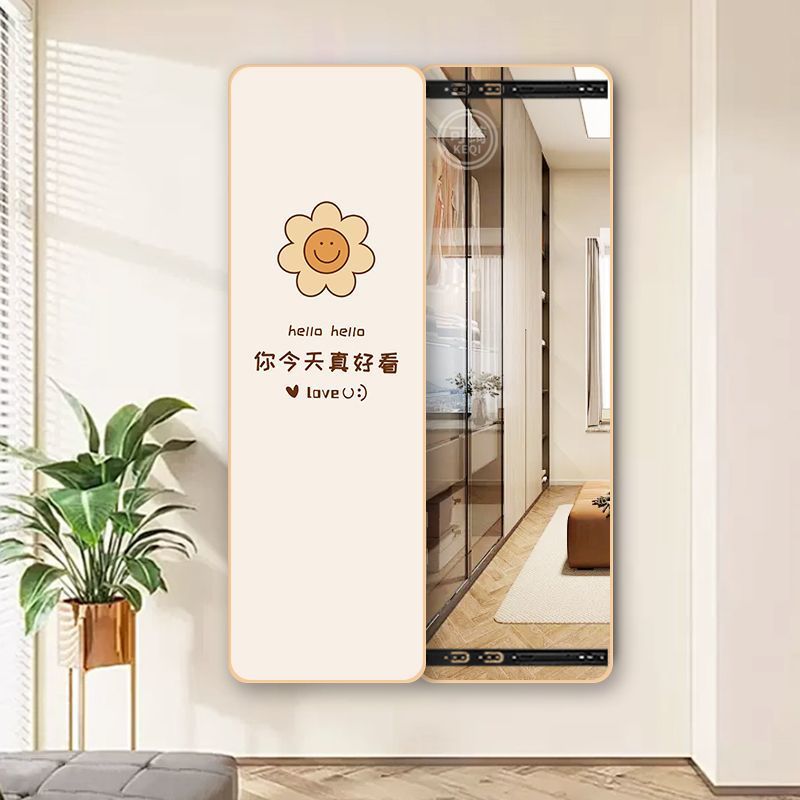 网红隐藏式推拉全身镜贴墙玄关