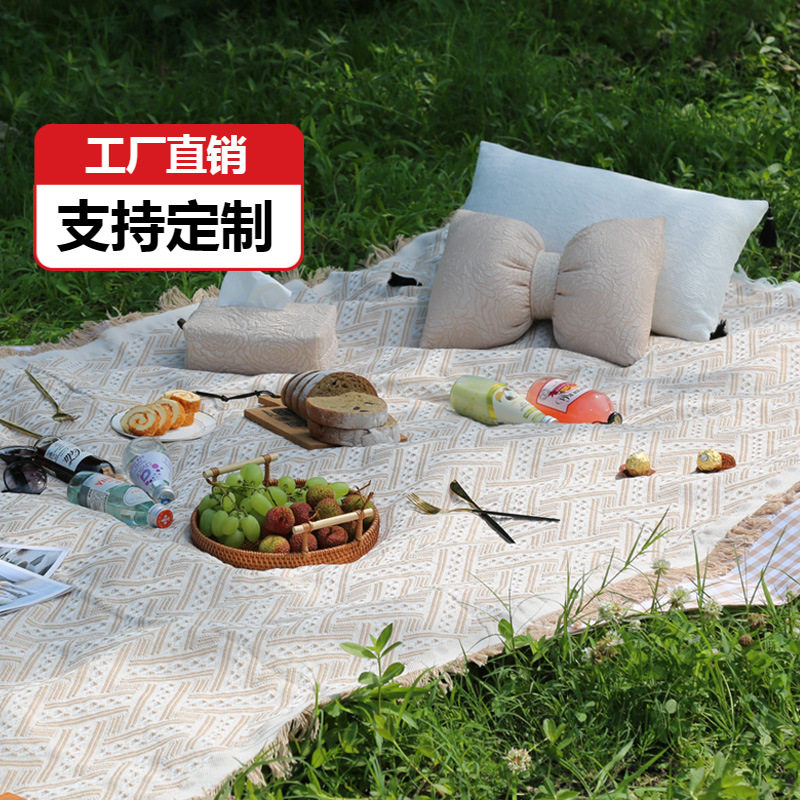 杏色ins风春游野餐垫防潮垫网红 春季野餐布地垫户外露营郊游垫子