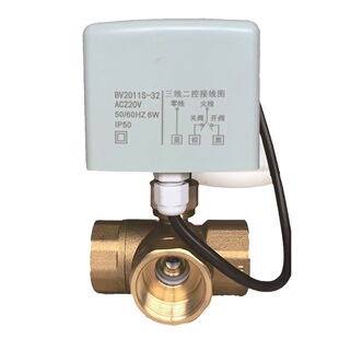 大扭力24V220V二通三通电动球阀dn50内螺纹开关球阀电动铜球阀