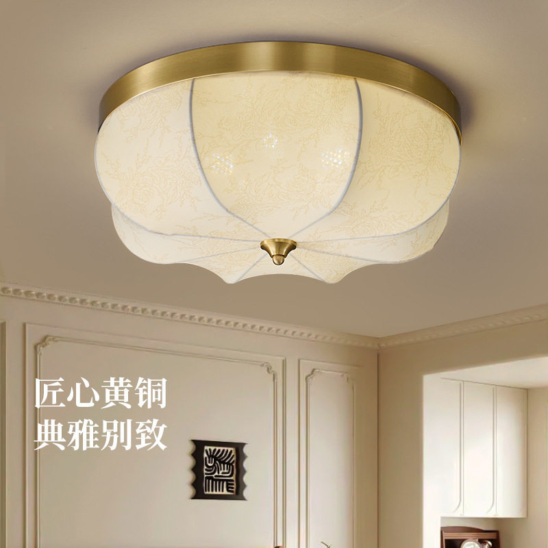 法式中古卧室印花吸顶灯复古