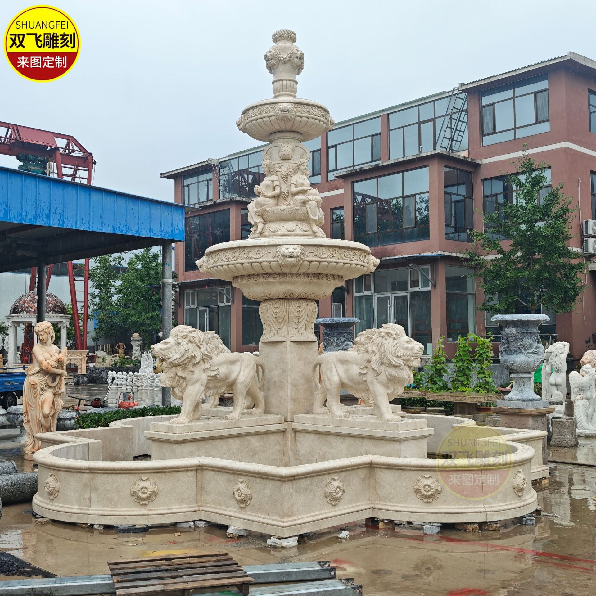 石雕喷泉狮子喷泉流水喷泉户外大型花园广场石雕景观雕塑摆件