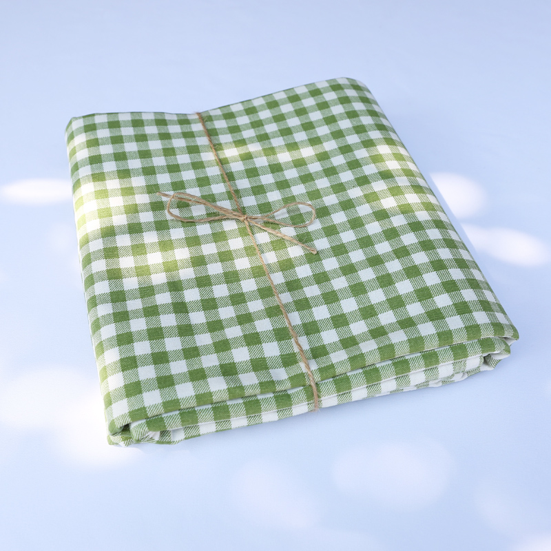 田园小清新棉麻j桌布绿色格子ins餐桌布艺茶几台布学生宿舍书桌布