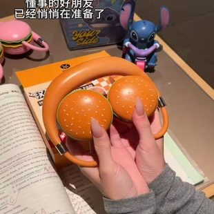 风扇大风力可爱便携挡速调挂脖三迷你风扇汉堡仿真可折叠户外usb