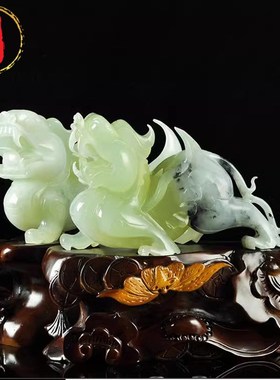 威弗列德貔貅摆件一对 客厅办公室招财L岫岩玉雕玉石貔貅摆件