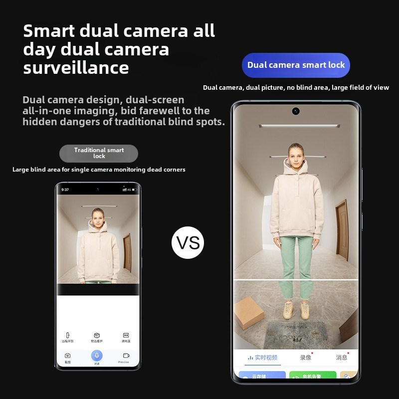 Ezviz 3D人脸识别指纹锁视觉大屏幕猫眼智能锁DOl50Fvs家用防盗门