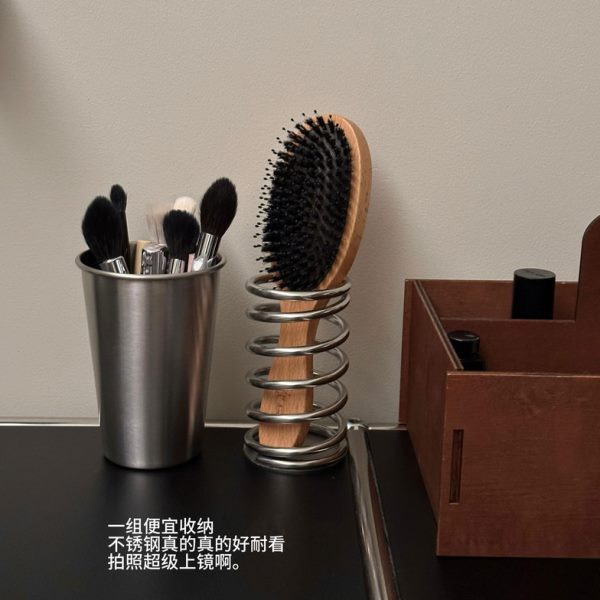 口红收纳化妆刷金属篮子不锈钢桌面化妆品收纳盒铁艺收纳筐置物架
