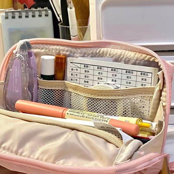 日系大容量造物心高中颜值用初高可爱小众门冷文具盒女孩笔袋
