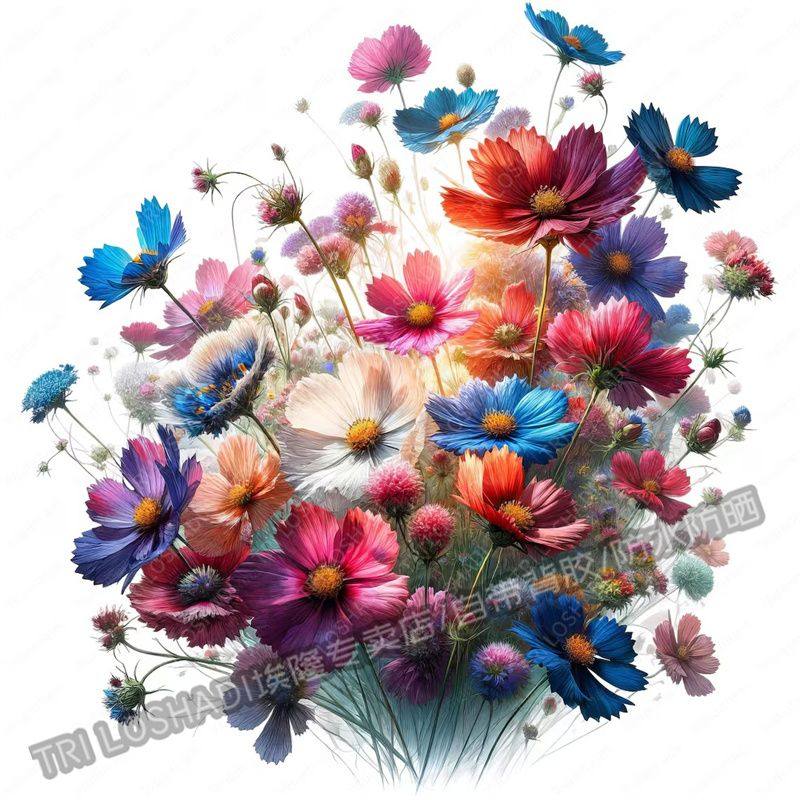 五颜六色鲜艳花丛贴纸墙面门窗装饰花草自粘贴画冰箱马桶贴纸车贴