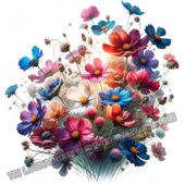 五颜六色鲜艳花丛贴纸墙面门窗装 饰花草自粘贴画冰箱马桶贴纸车贴