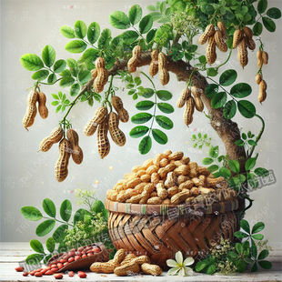 好事发生多子多福花生篮子贴纸厨房冰箱蔬菜贴画墙上瓷砖防水贴画