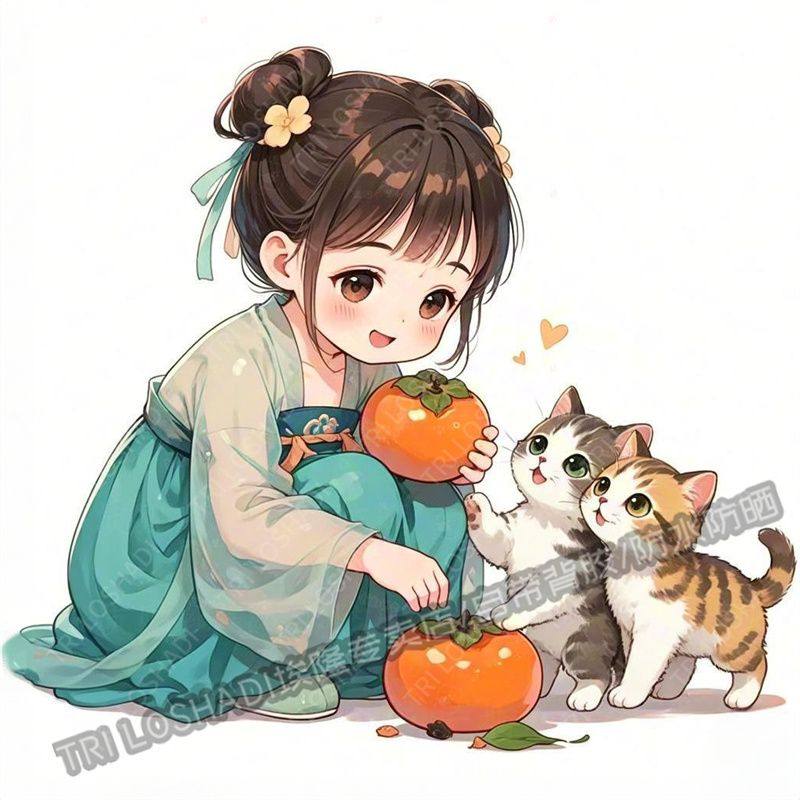 治愈系猫咪女孩贴纸电动车汽车遮瑕防水贴纸墙面衣柜冰箱贴画马桶