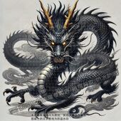 国潮黑龙贴纸霸气中国龙个性 贴画汽车引擎盖车身防水贴纸玄关镇宅