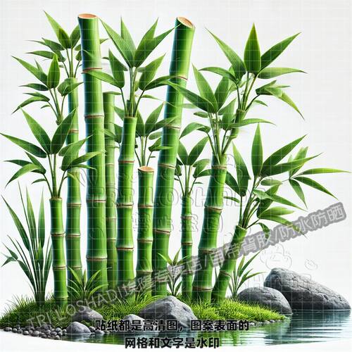 节节高升竹林自粘防水墙贴