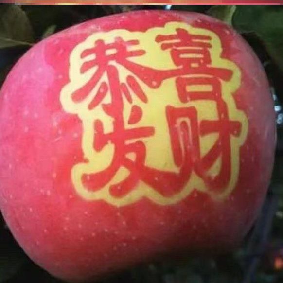 字帖不干胶标签苹果苹果胶带贴果一贴纸大卷果礼品字帖鲜祝贺鲜千