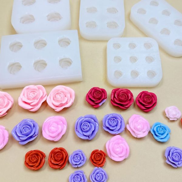 玫瑰花花朵DIY手工烘焙硅胶模具组合翻糖树脂模具滴胶蛋糕模 造型