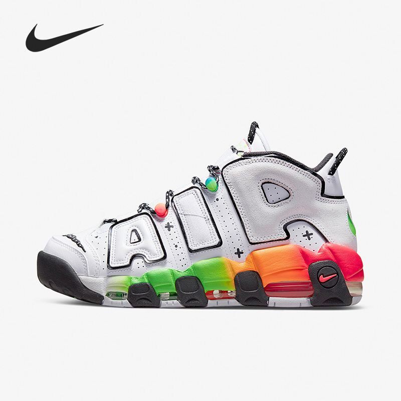 Nike/耐克AirMoreUptempo 白彩虹皮蓬高帮休闲运动球鞋DV1233-111