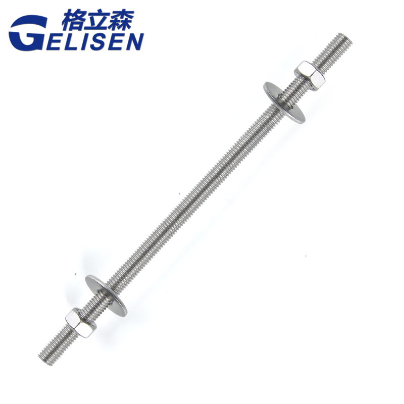 304不锈钢丝杆加长螺杆穿墙螺丝杆螺母平垫组合装家用M6M8M10M12