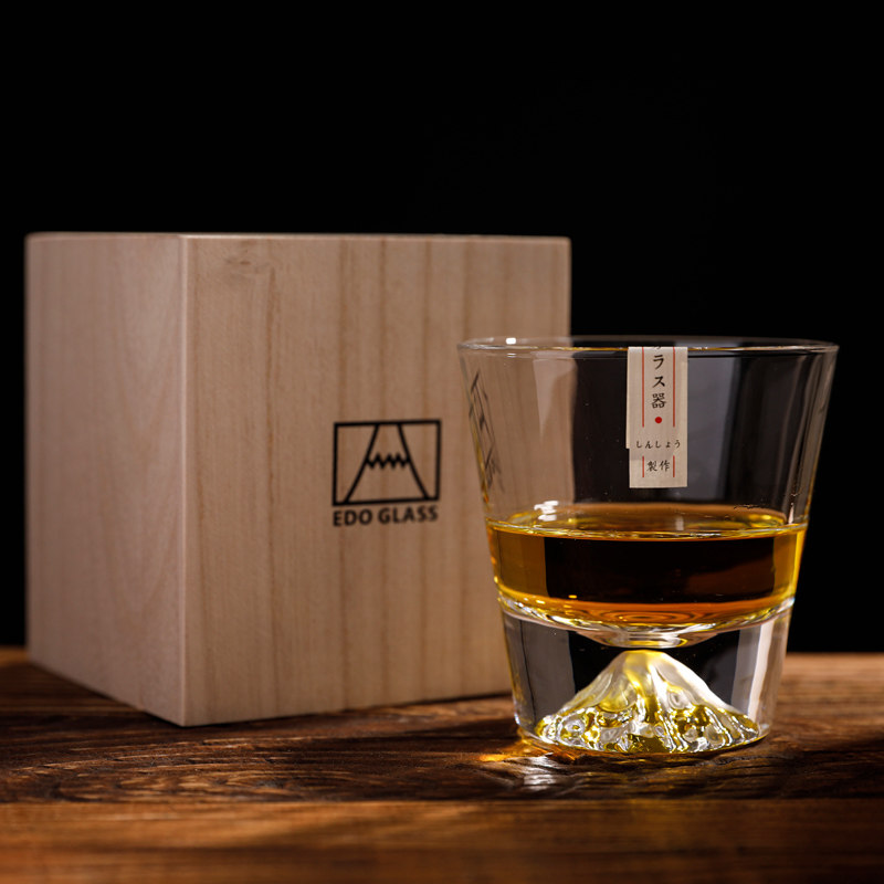 日式富士山杯威士忌酒杯手工水晶异形/个性酒杯