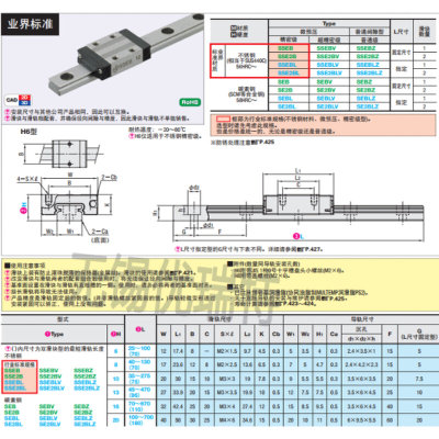 国产尺寸微型直线导轨 SSEB\SEBSL\SEBZ 6 8 10 13 16 20