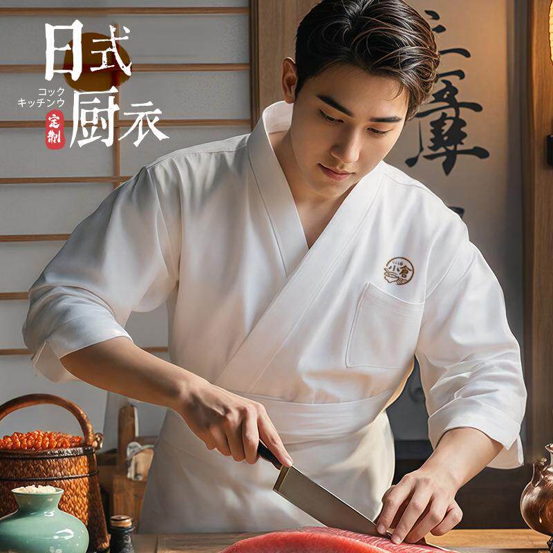 高档酒店厨师长工作服短袖夏季薄款透气居酒屋日式寿司饭店工装男