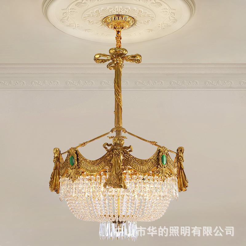 欧式古典别墅卧室餐厅玄关门厅过道灯具法式复古奢华全铜水晶吊灯
