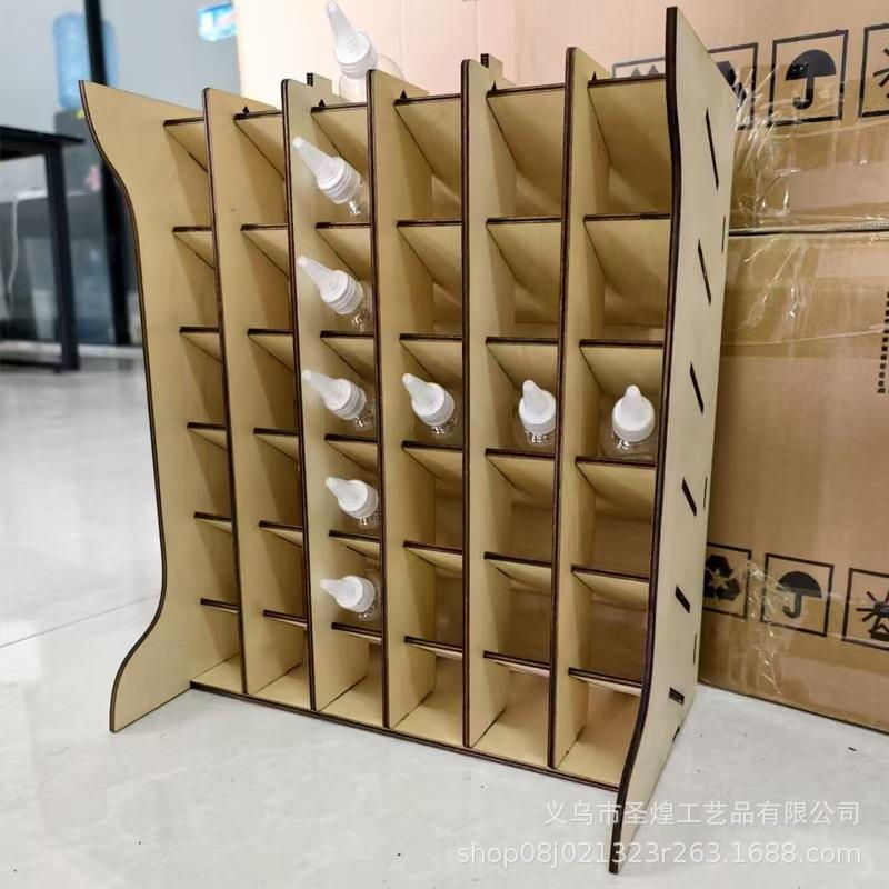 模型工具收纳架 油漆瓶 稀释瓶 木盒桌面 漆架