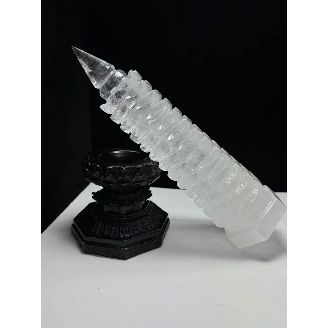 厂家天然粉晶白水晶文昌塔书桌摆件工艺品水晶塔办公家居风水