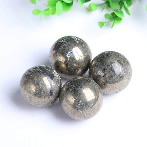 天然水晶矿石黄铁矿水晶球原石手工打磨水晶球家具装饰工艺品摆件