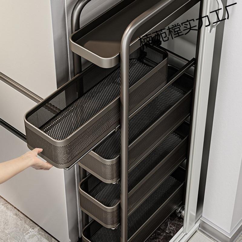 极窄优勤冰箱厨房夹缝置物架小推车果蔬抽拉柜缝隙收纳柜多层