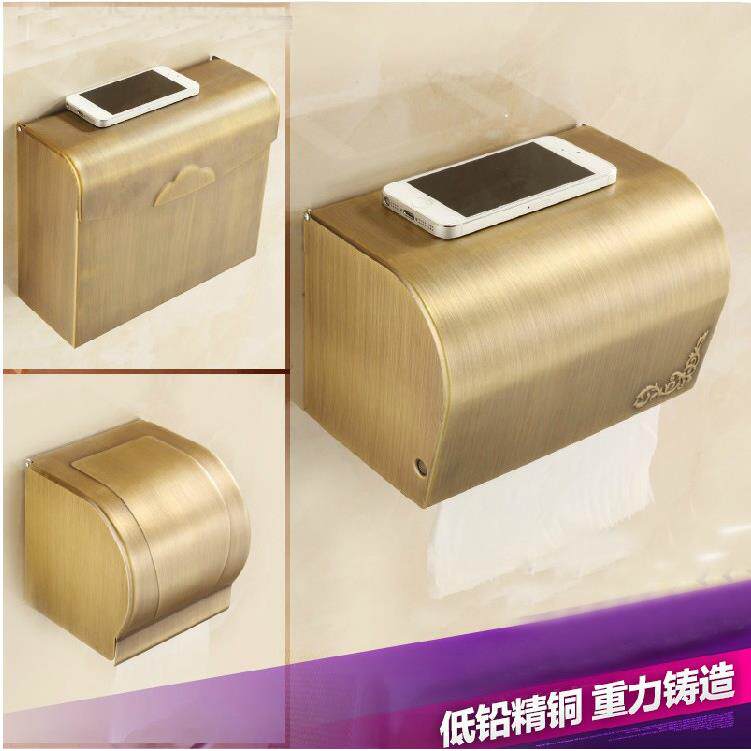 铜仿古纸巾架欧式复古厕纸架防水纸巾盒浴室卷纸架卷纸筒卫生间