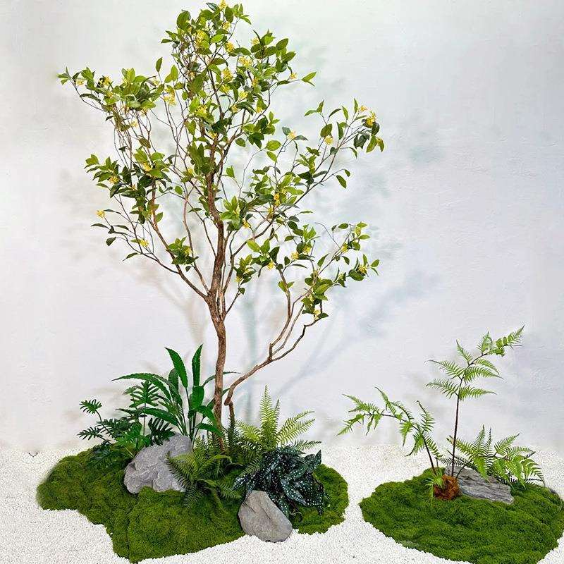 仿真桂花树室内仿真树造景简约轻奢软装布置落地摆放花艺绿植景观