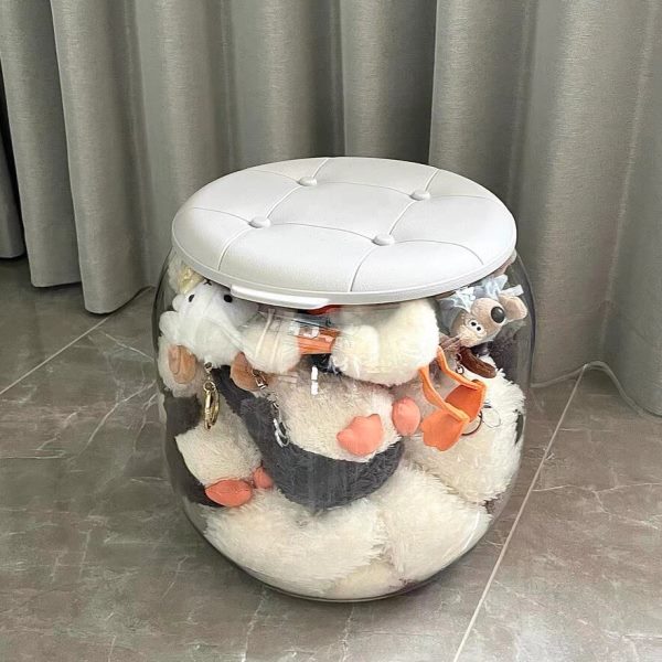 筒桶毛绒玩具娃娃玩偶收纳收纳神器凳子储物凳公仔透明收纳箱整理