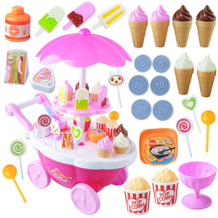 儿童迷你冰淇淋糖果车玩具男女孩过家家雪糕小推车玩具音乐灯光
