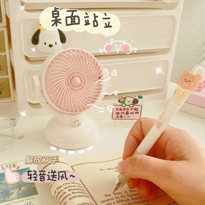 折叠台式风扇儿童兽静音学生卡通电风扇小型办公室m怪USB便携随身