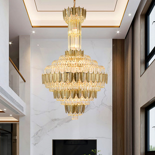 复式 别墅大厅水晶灯 楼客厅大吊灯挑空中空挑高楼中楼现代轻奢复式