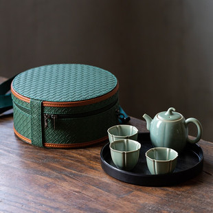 汝官窑旅行茶具套装高档茶壶茶杯整套便携式包车载功夫户外泡茶器