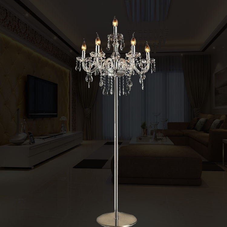 欧式现代轻奢水晶落地灯简约书房客厅卧室灯大气蜡烛时尚落地灯饰