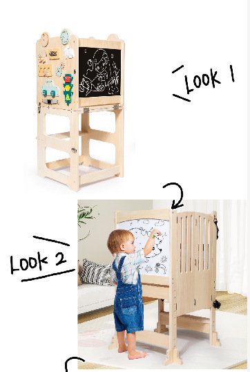 新品3合1儿童台阶凳幼儿厨房凳助手带黑板学习塔可折叠幼儿桌凳套