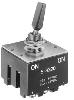 9脚直流高大电流摇头开关现货S-833D进口30A三档钮子开关S833D