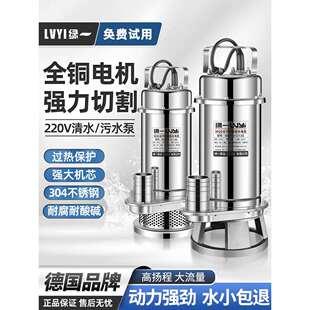 全不锈钢潜水泵220V高扬程抽水泵小型抽水机农用切割污水泵耐腐蚀