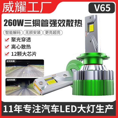 超亮130W三铜管远近光LED大灯