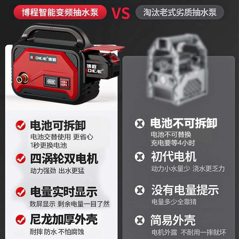 博程充电式抽水泵家用小型锂电浇水水泵农用菜地抽水灌溉浇菜神器