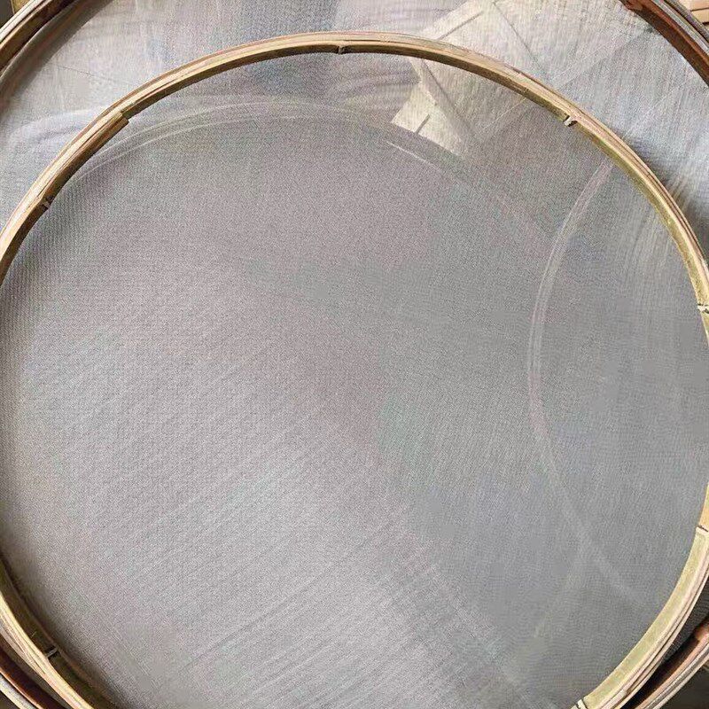 竹筛子竹制品竹编茶叶不锈钢丝网筛有孔竹簸箕烘培网筛粉末筛漏筛