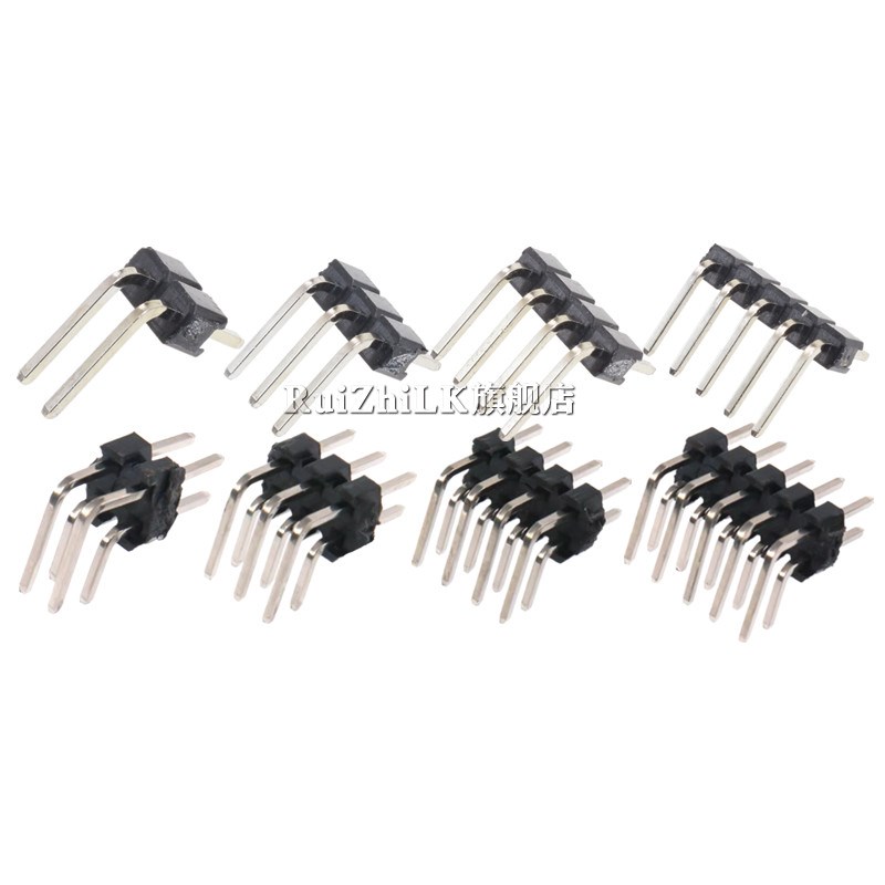 间距2.54mm弯排针单排双排弯针90度弯脚1p 2 3 4 5 6 7 8P 10 40P