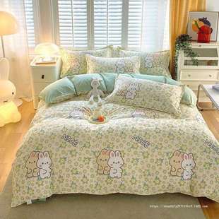 夏季 四件套纯磨毛床单被套学生宿舍全套单人床三件套棉套件