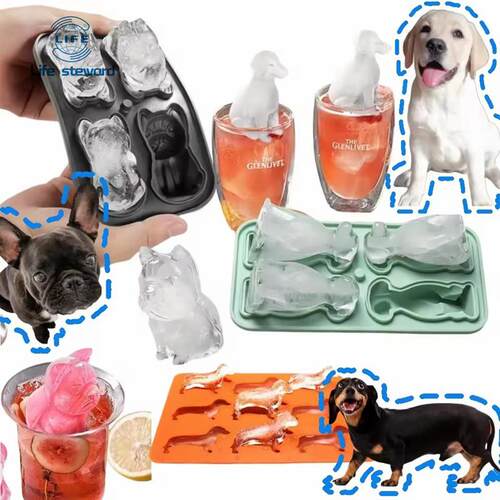 Adorable Dog-Shaped Silicone Mold Whiskey Ice Cube Mold Tray