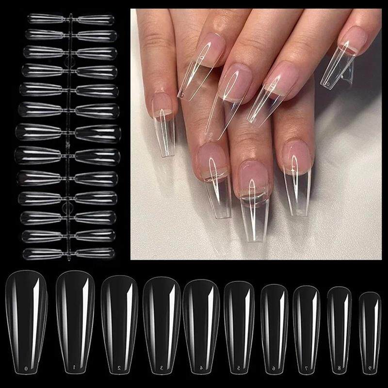 120pcs Nail Extension Press on Nails Coffin Nail Tips Clear