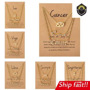 3pcs set Zodiac women necklace Personality new gift couple