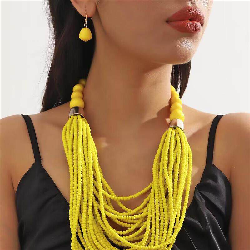 africa necklace women jewelry 波西米亚彩米珠项链流苏饰品